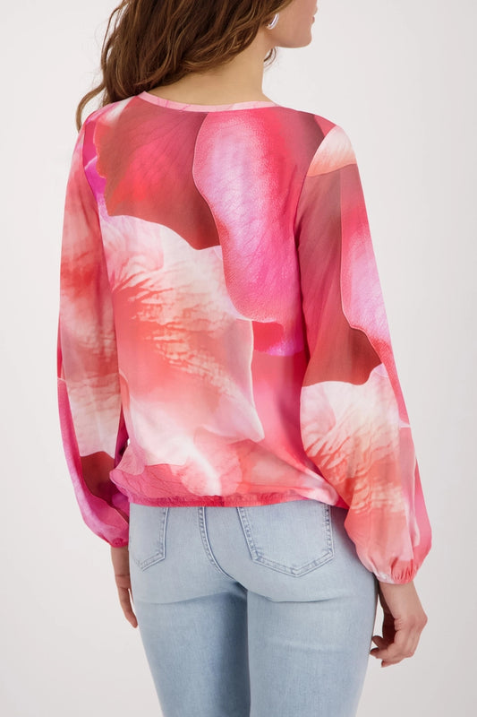 Monari Pink All-Over Print Long Sleeve Viscose Blouse Top
