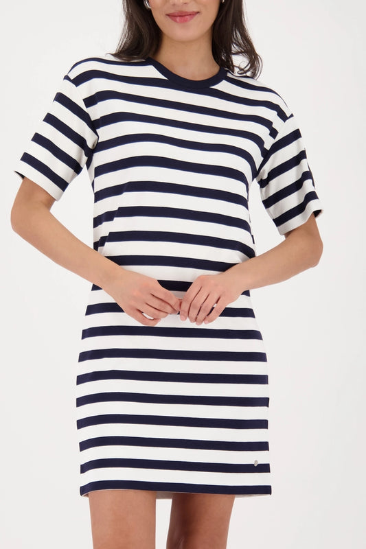 Monari Marine Blue & White Sweatshirt Dress with Stripes