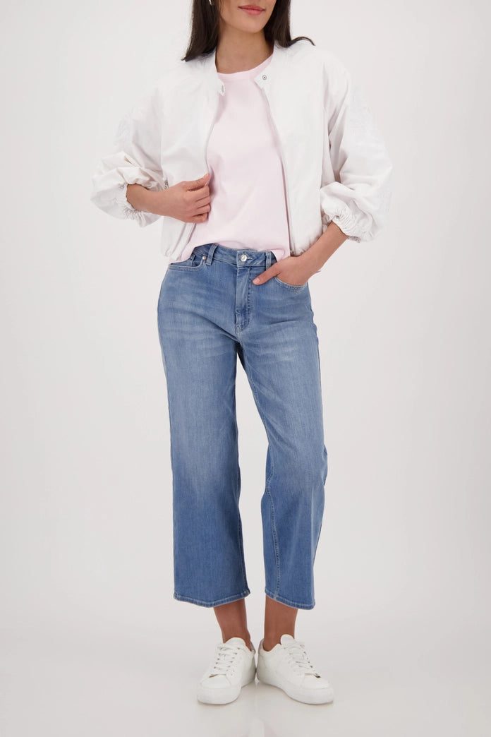 Monari Rose Basic Cotton T-Shirt with Dropped Short Sleeves with Cuffs