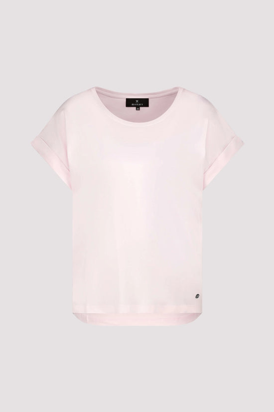 Monari Rose Basic Cotton T-Shirt with Dropped Short Sleeves with Cuffs