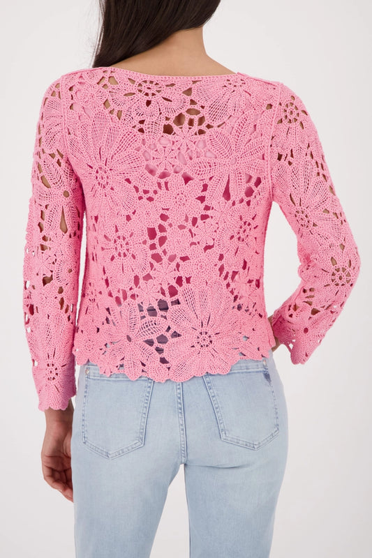 Monari Pink Jumper with Cornelly Crochet Pattern