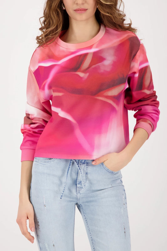 Monari Pink All-Over Print Long Sleeve Viscose Blouse Top