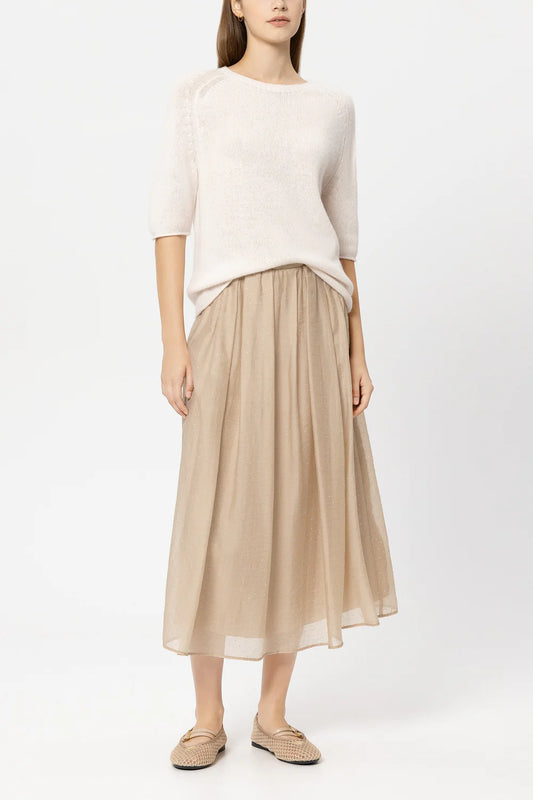 Luisa Cerano Cream Cashmere Blend Short-Sleeve Sweater