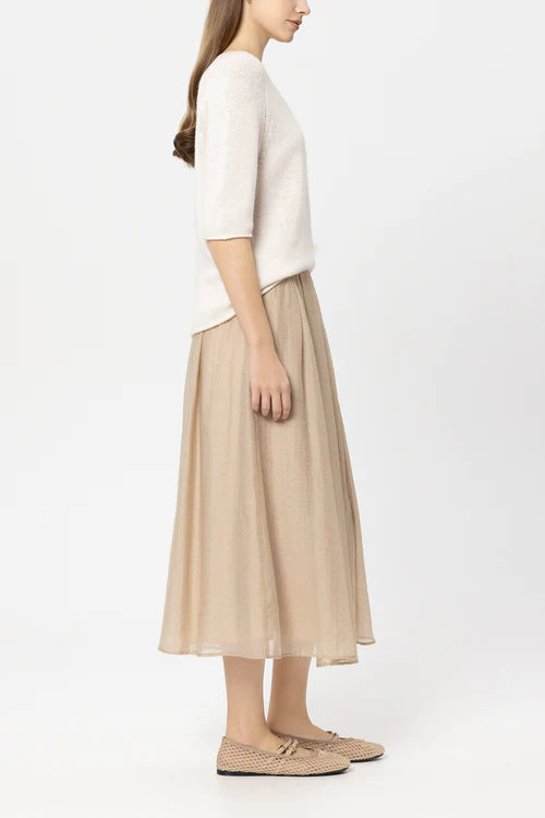 Luisa Cerano Cream Cashmere Blend Short-Sleeve Sweater