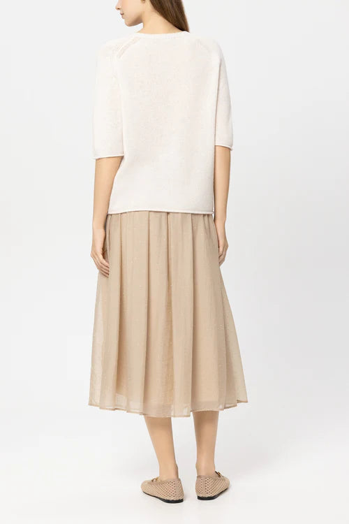 Luisa Cerano Cream Cashmere Blend Short-Sleeve Sweater