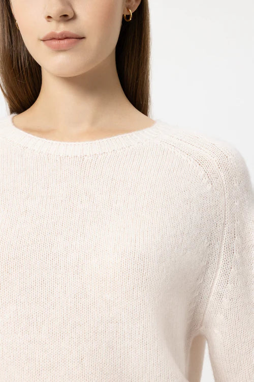 Luisa Cerano Cream Cashmere Blend Short-Sleeve Sweater