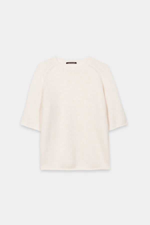 Luisa Cerano Cream Cashmere Blend Short-Sleeve Sweater