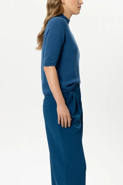 Luisa Cerano Sapphire Cashmere Blend  Rolled Hem Neck Sweater 148878