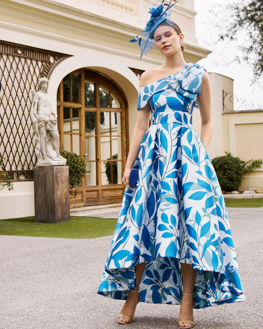 Couture Club Cobalt Blue Patterned A-Line Dress