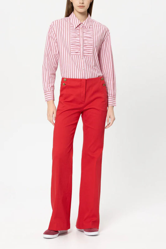 Luisa Cerano Pink Striped Cotton Shirt Blouse 