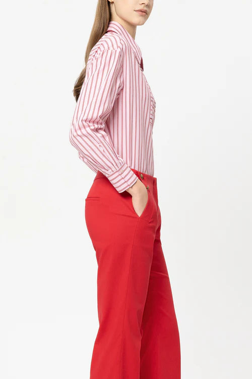Luisa Cerano Pink Striped Cotton Shirt Blouse 