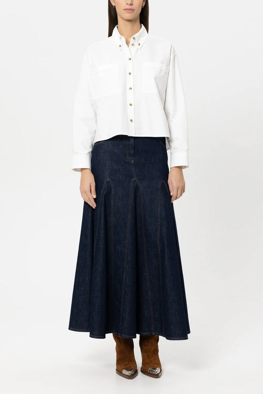 Luisa Cerano White Cropped Wide Cotton Shirt