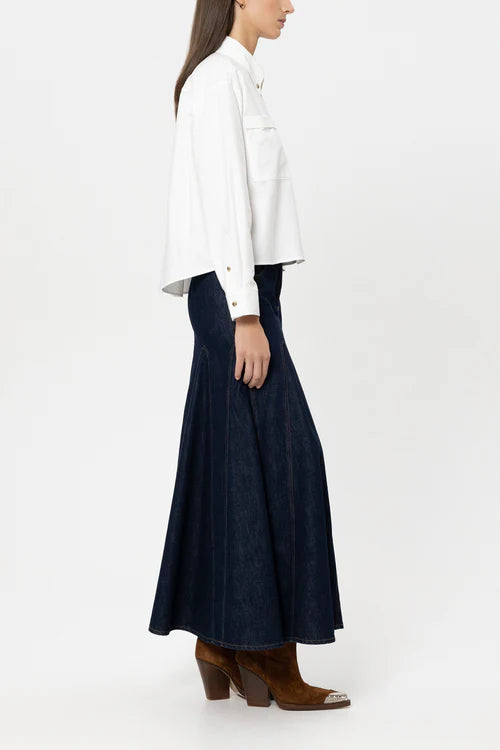 Luisa Cerano White Cropped Wide Cotton Shirt