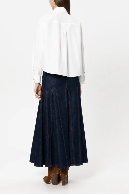 Luisa Cerano White Cropped Wide Cotton Shirt