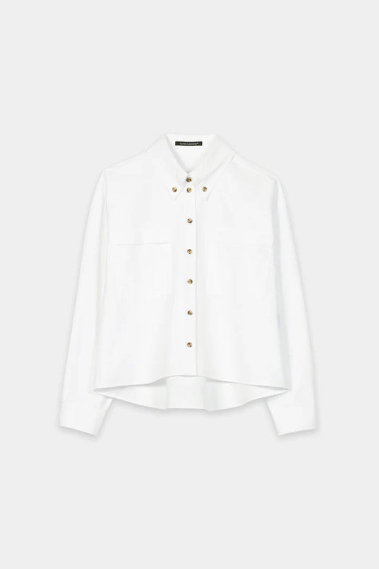 Luisa Cerano White Cropped Wide Cotton Shirt