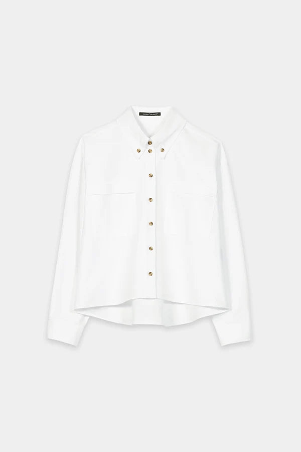 Luisa Cerano White Cropped Wide Cotton Shirt