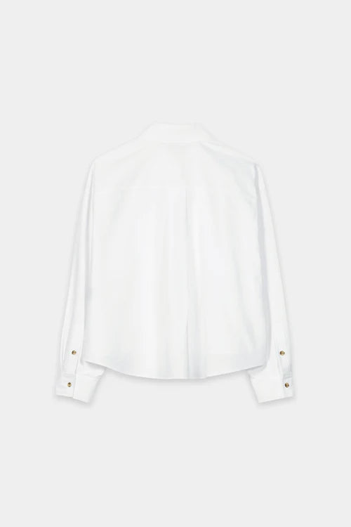 Luisa Cerano White Cropped Wide Cotton Shirt