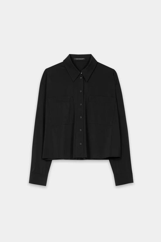 Luisa Cerano Black Softshell Long Sleeve Shirt Blouse 238664