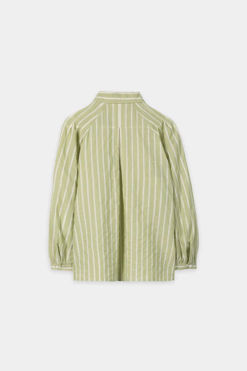 Luisa Cerano Moss Green Voile Stripe Shirt Blouse