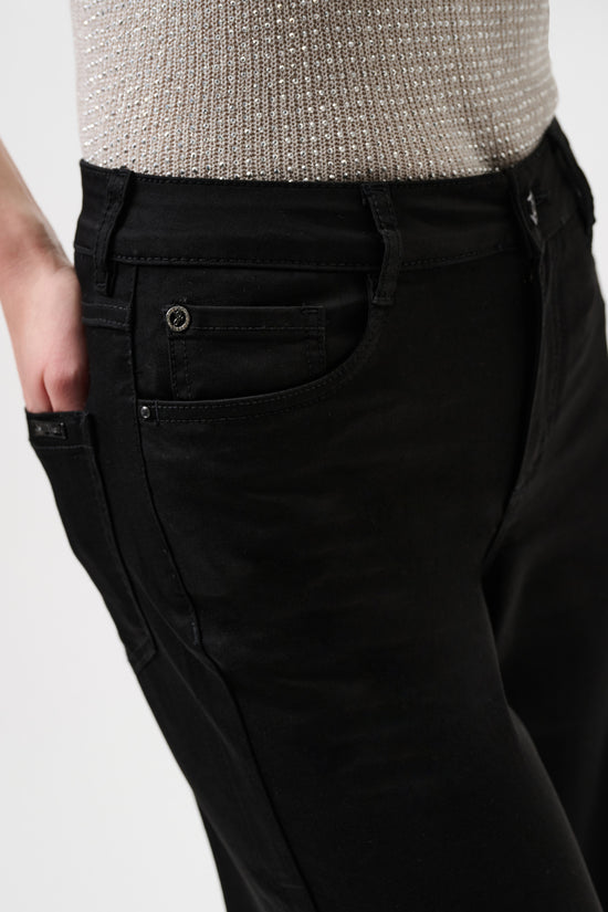 Joseph Ribkoff Black Classic Wide-Leg Stretch Jeans