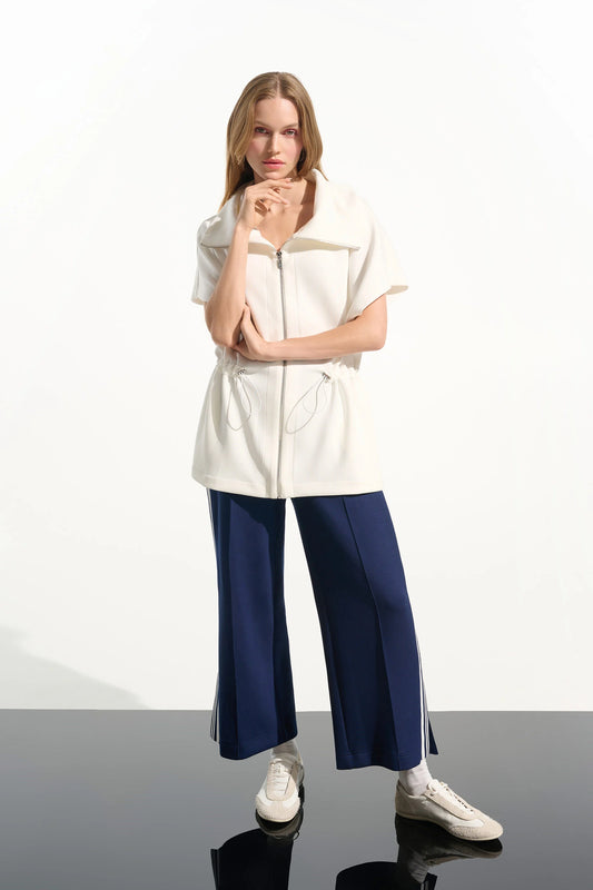 Joseph Ribkoff Off-White Scuba Jersey Boxy Jacket With Drawstring Waist