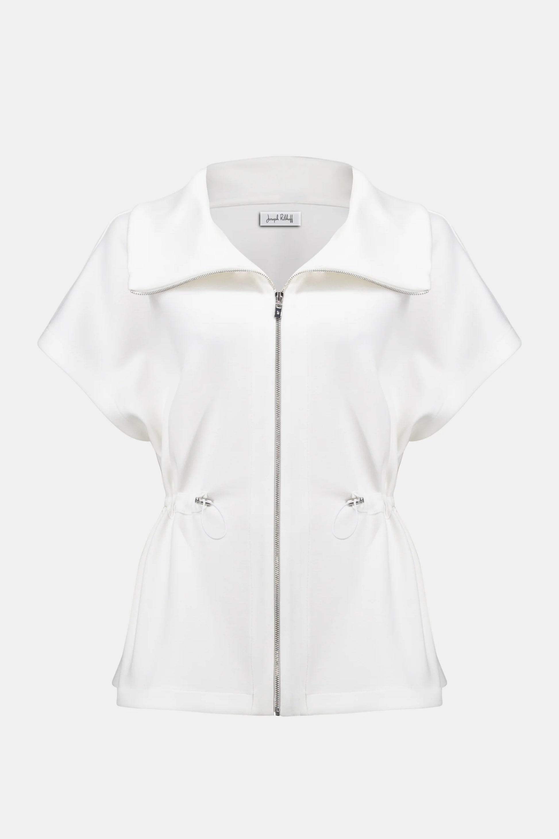 Joseph Ribkoff Off-White Scuba Jersey Boxy Jacket With Drawstring Waist