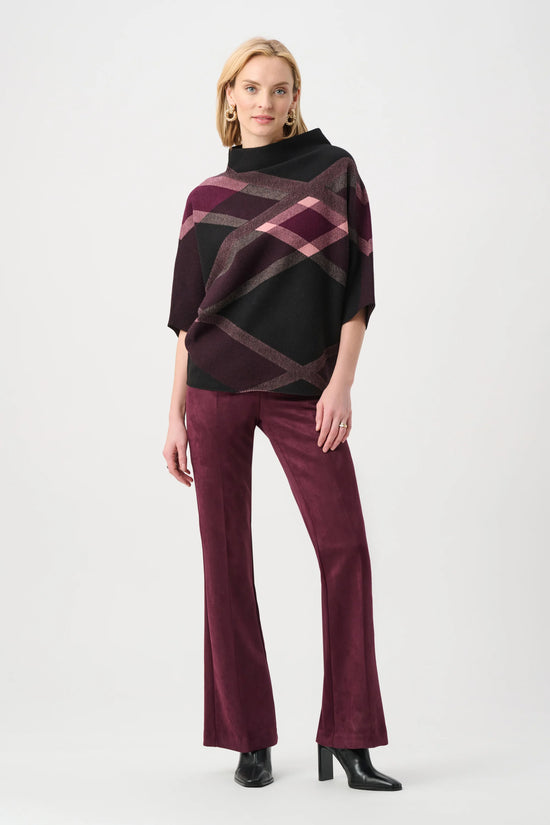 Joseph Ribkoff Elderberry Faux Suede Flared Pull-On Trousers