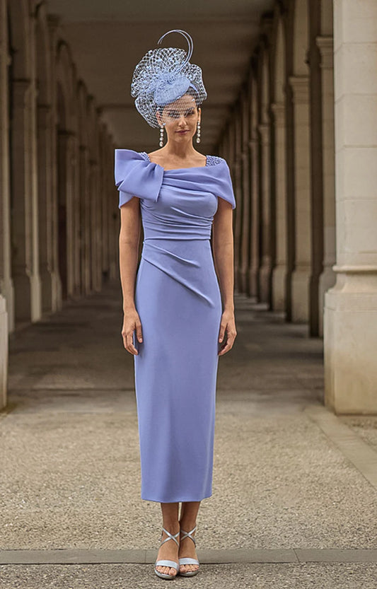 Couture Club Lavender Off-Shoulder with Bow Midi Dress