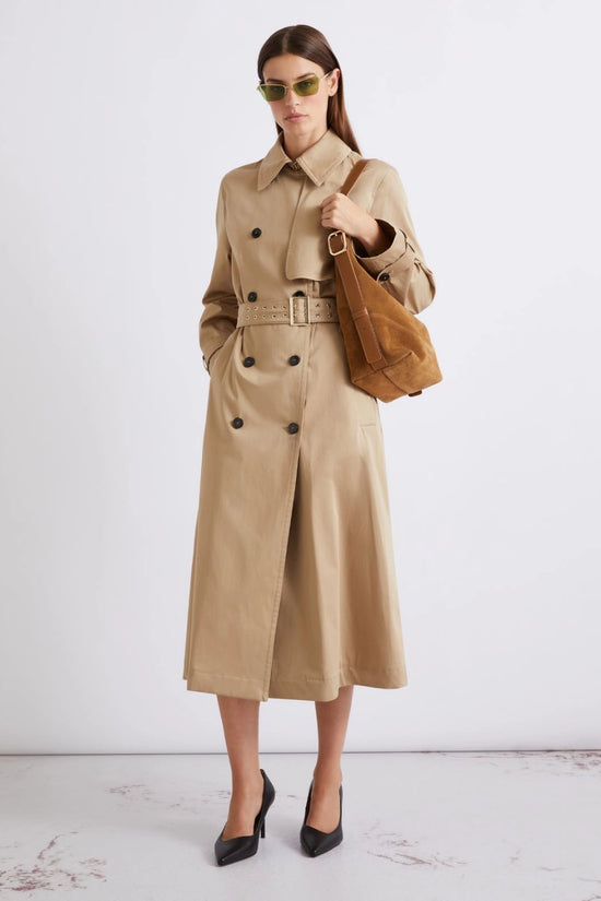 Marella Natural Cotton Satin Trench Coat