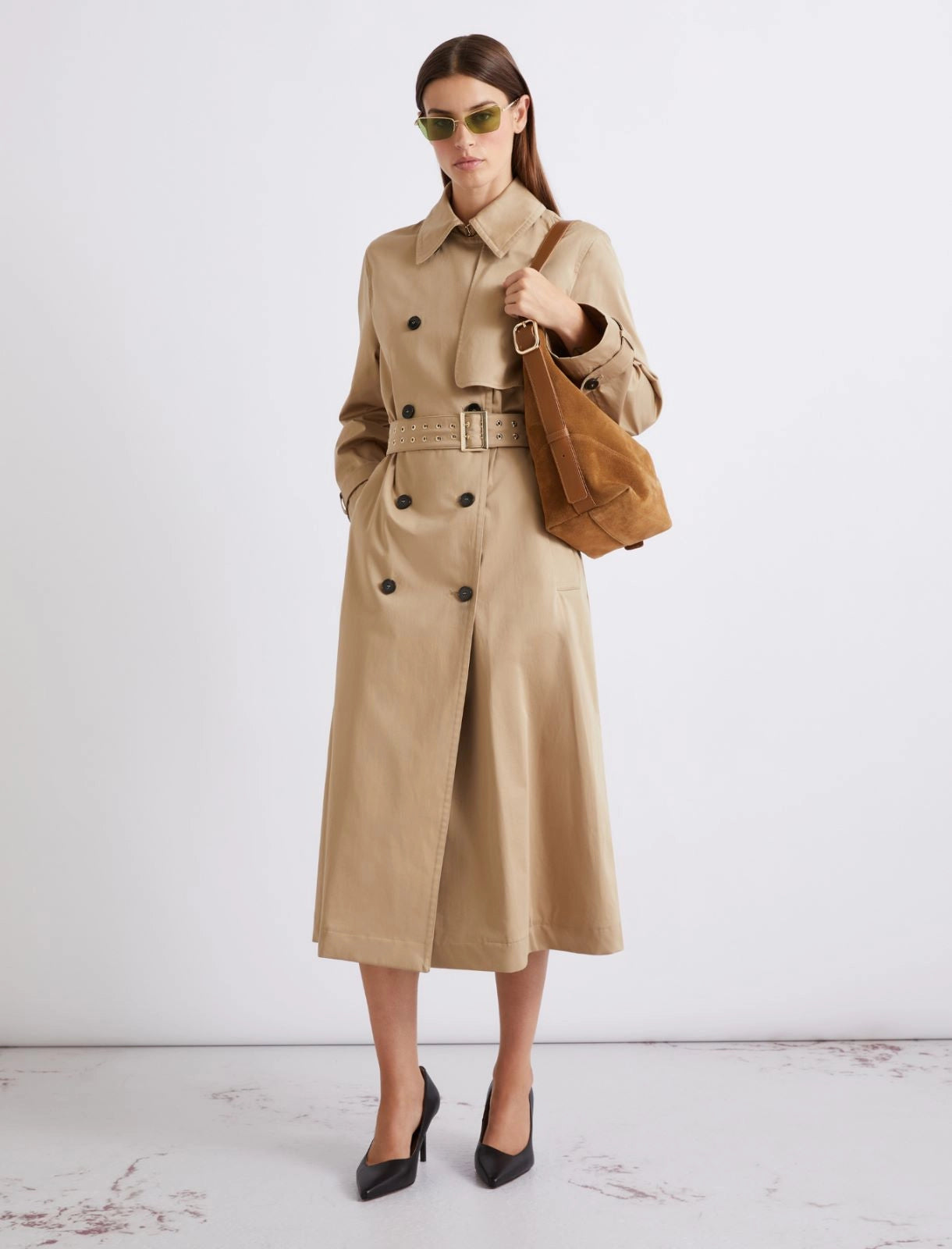 Marella Natural Cotton Satin Trench Coat
