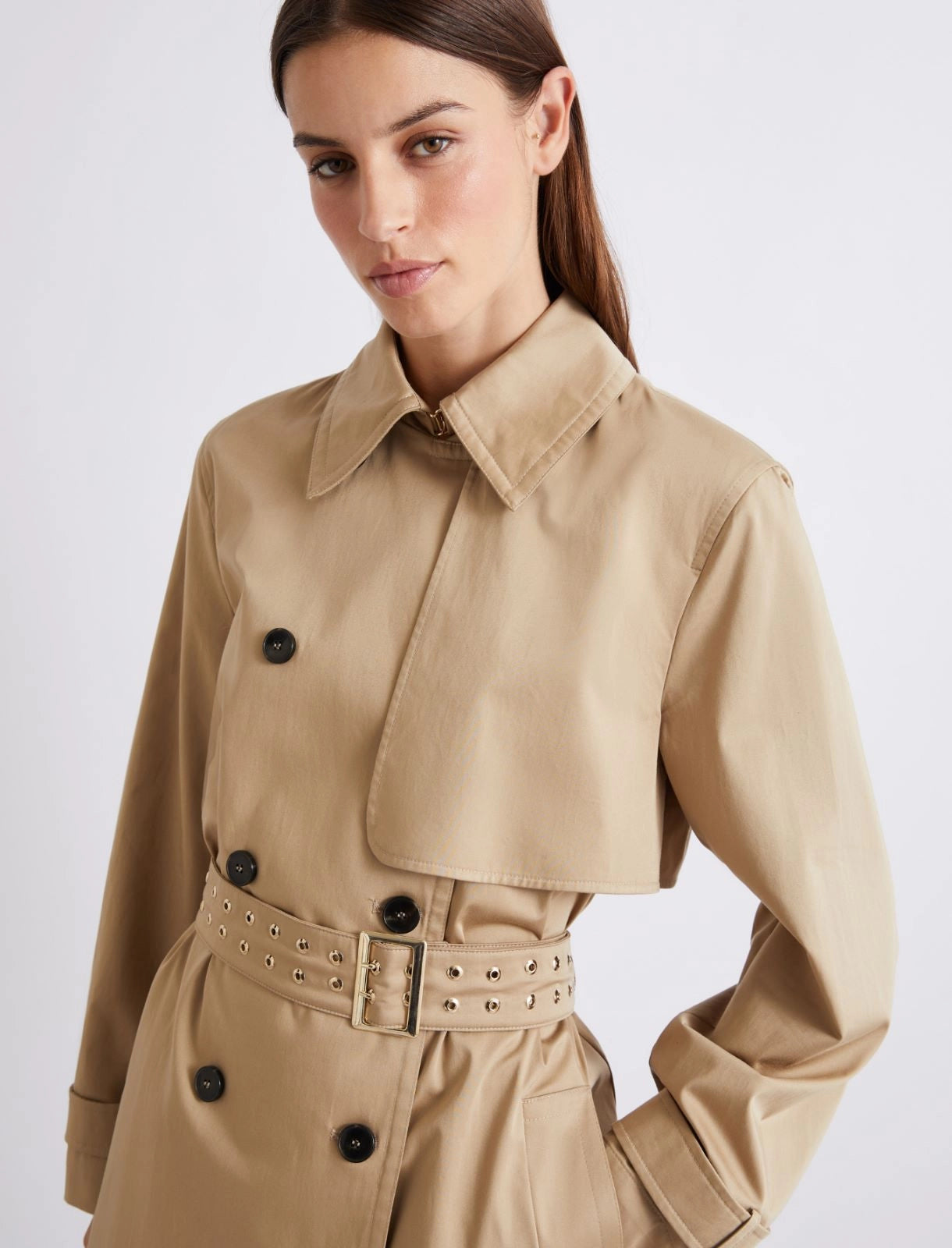 Marella Natural Cotton Satin Trench Coat