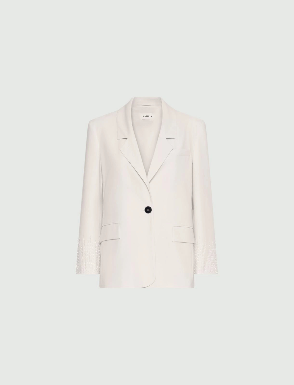 Marella White Straight-Fit Stretch Canvas Blazer