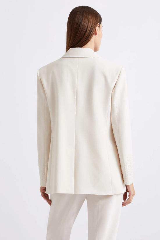 Marella White Straight-Fit Stretch Canvas Blazer