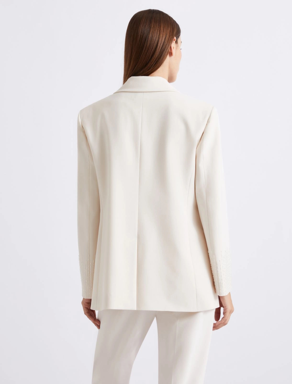 Marella White Straight-Fit Stretch Canvas Blazer