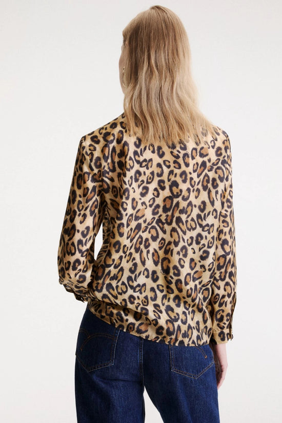 Marella Sport Beige Animal Print Habutai Silk Shirt