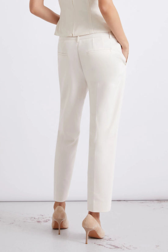 Marella White Stretch Cotton-Blend Trousers
