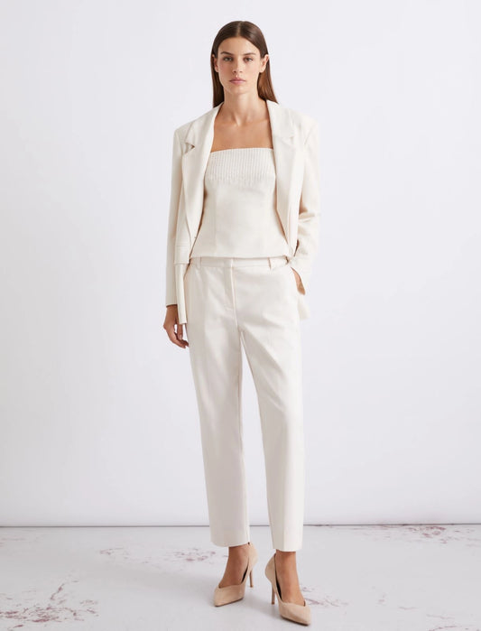 Marella White Stretch Cotton-Blend Trousers