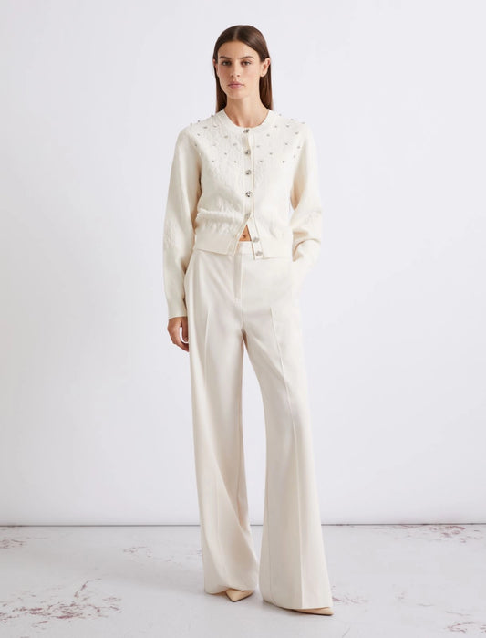 Marella White Straight-fit Stretch Canvas Trousers