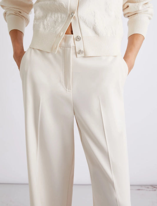 Marella White Straight-fit Stretch Canvas Trousers
