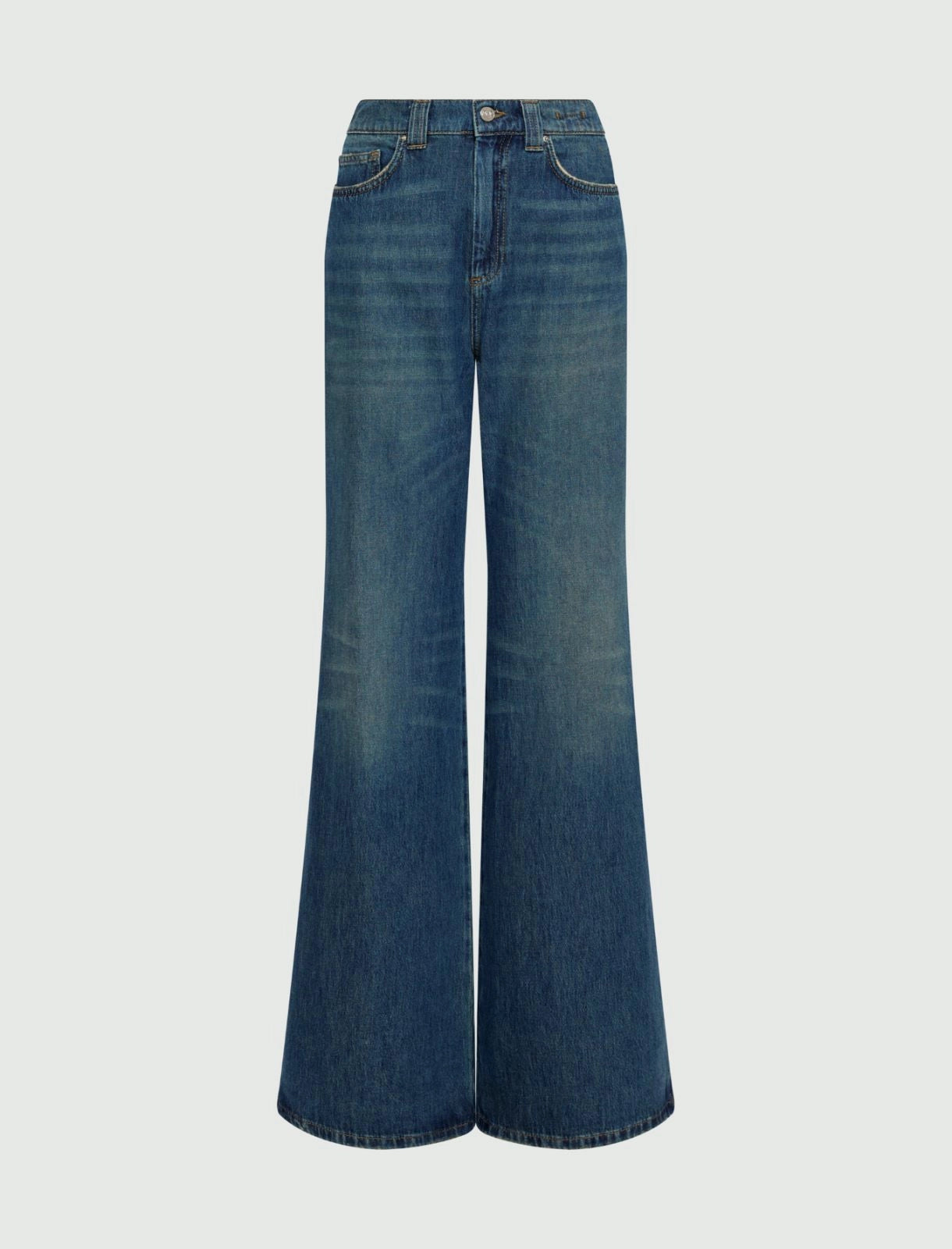 Marella Navy High Waisted Wide Leg Jeans
