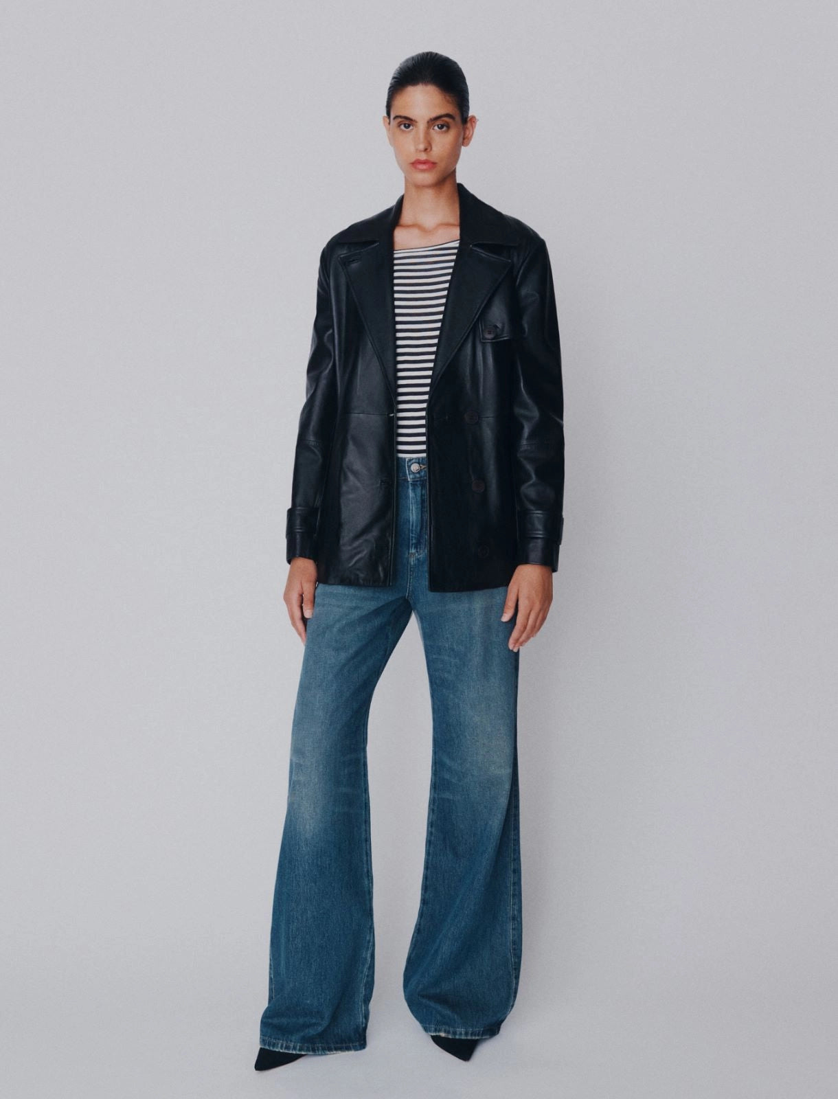Marella Navy High Waisted Wide Leg Jeans