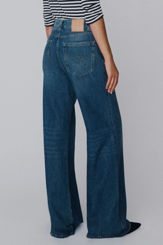 Marella Navy High Waisted Wide Leg Jeans