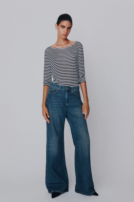 Marella Navy High Waisted Wide Leg Jeans