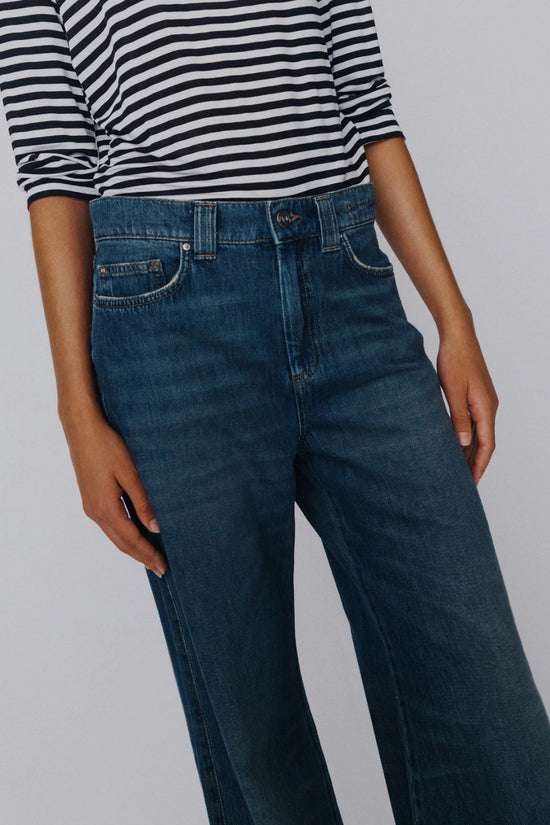 Marella Navy High Waisted Wide Leg Jeans
