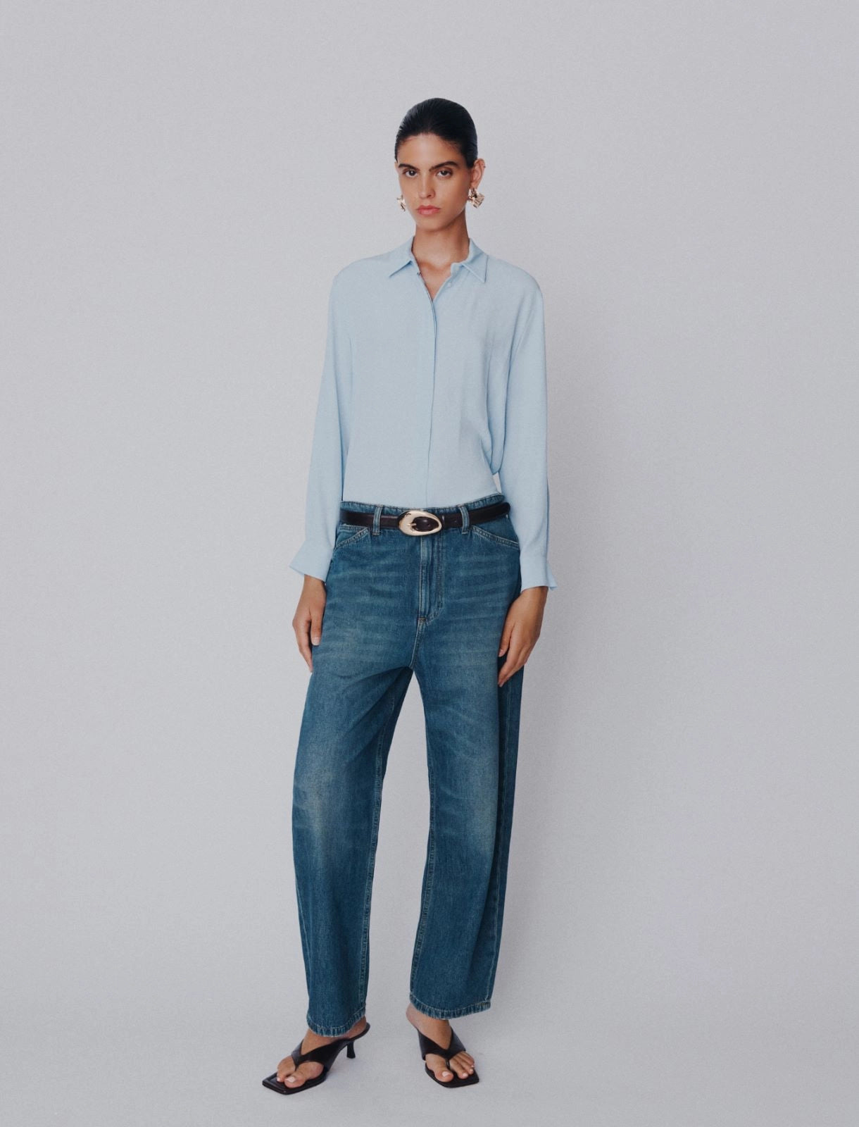 Marella Navy High-Waisted Mom-Fit Jeans