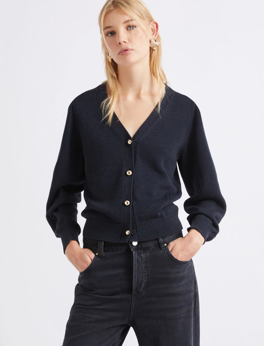 Marella Sport Navy Slim Fit V Neck Cardigan