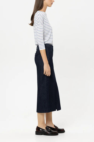 Luisa cerano Blue Striped T- Shirt with Ribbed Detail 338351