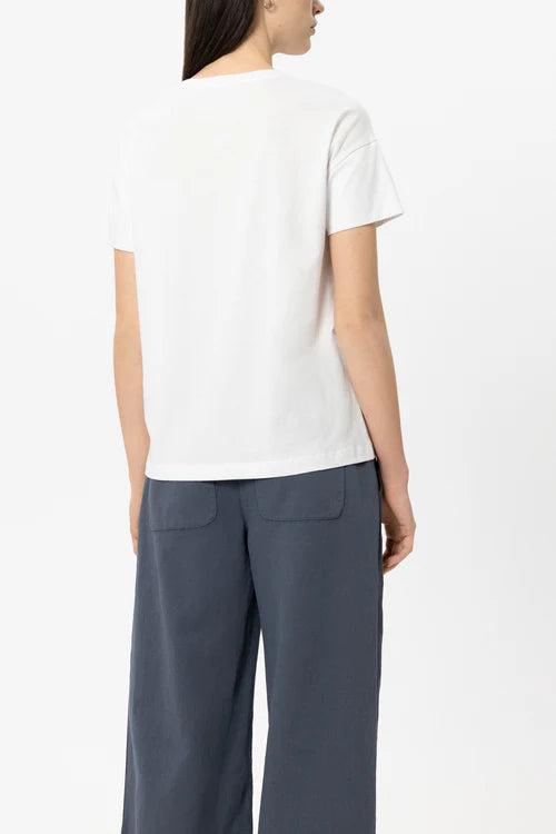 Luisa Cerano White T-Shirt with Floral Eyelet Embroidery