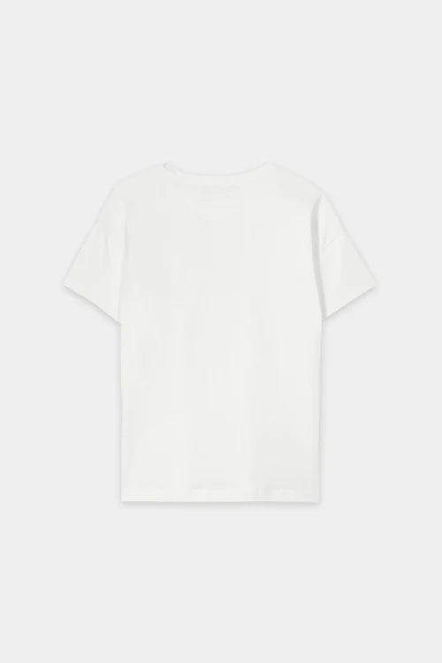 Luisa Cerano White T-Shirt with Floral Eyelet Embroidery