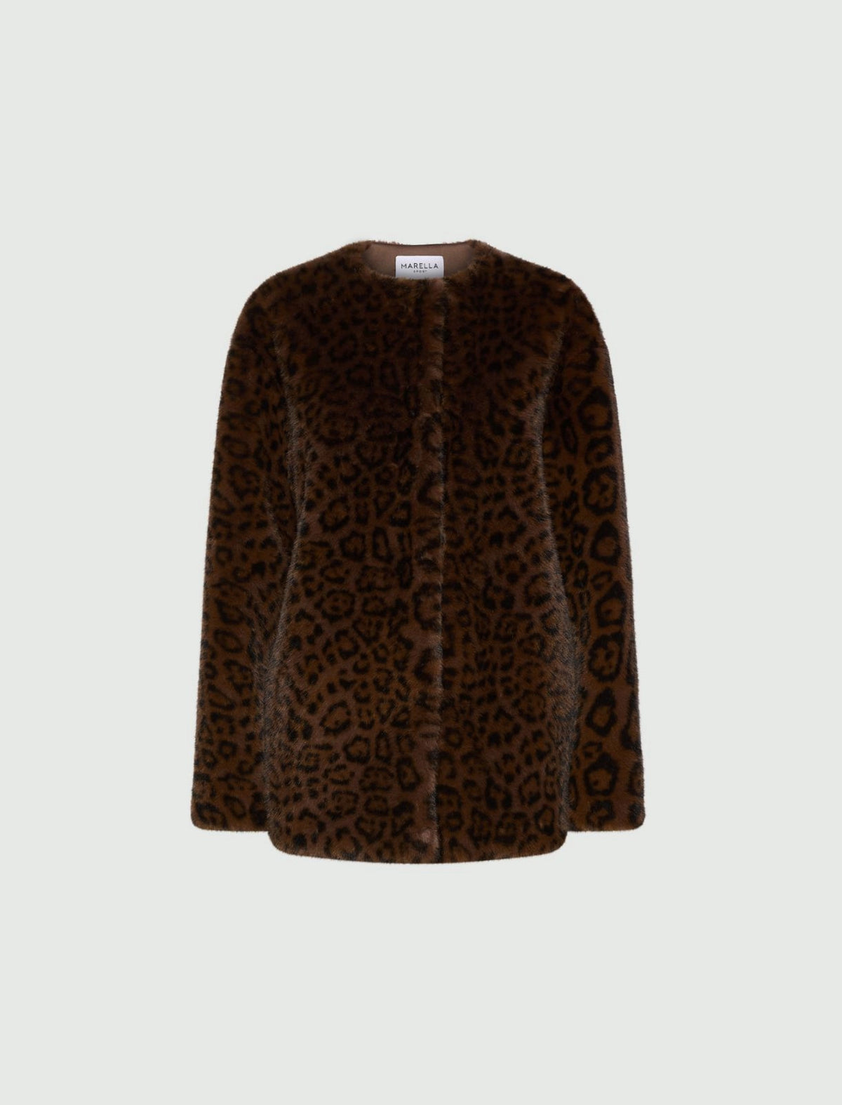 Marella Sport Cocoa Animal Print Faux Fur Coat